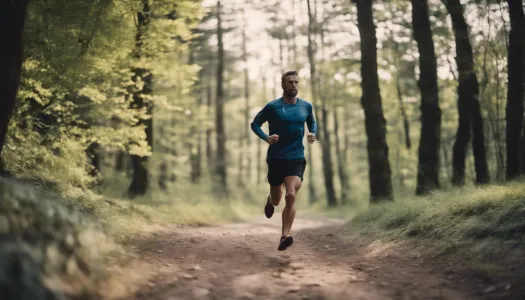 An athlete running on a scenic trail during a long training session, Cinematic