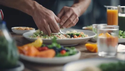 An athlete preparing a nutritious meal for pre-race nutrition, Photographic