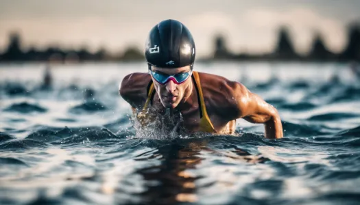 A triathlete training in the water, focusing on swimming techniques, Photographic