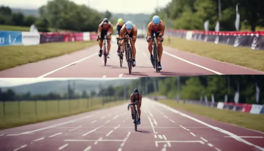 A timeline showing the journey of a triathlete from beginner to champion, Isometric