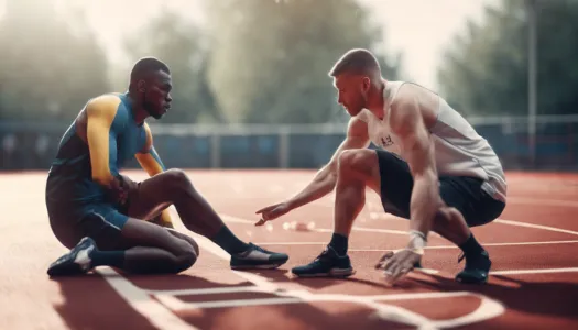 A coach providing one-on-one training to an athlete