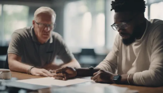 A mentor providing guidance to a mentee in a training session