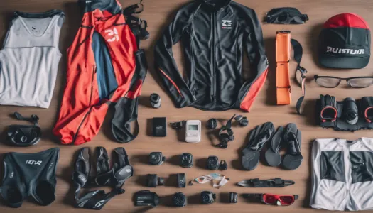 A checklist of triathlon gear laid out before competition