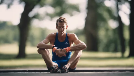 A triathlete practicing relaxation techniques