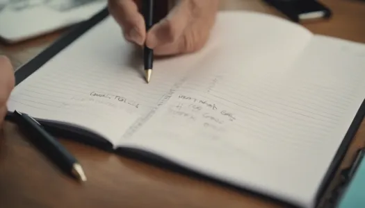 A person writing a SMART goals plan on a notepad