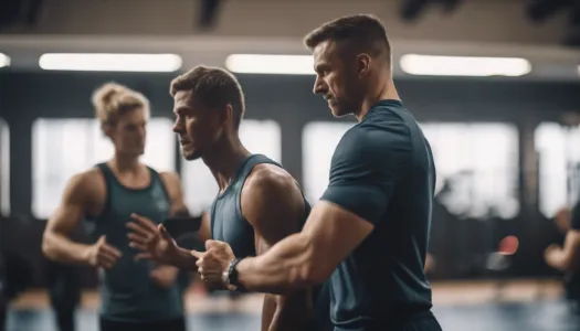 A coach guiding an athlete during a training session, with a focus on personalized training plans