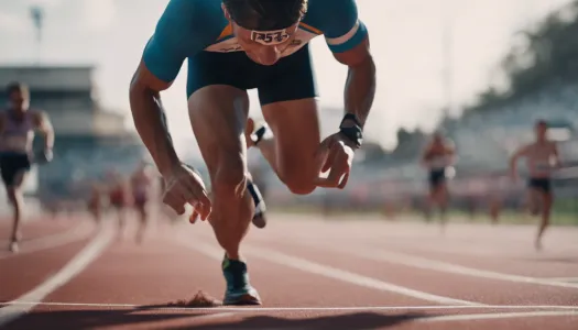 An athlete overcoming a challenge during a race, showcasing resilience and focus, Photographic