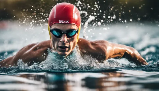 A triathlete swimming with a focus on their technique, Photographic