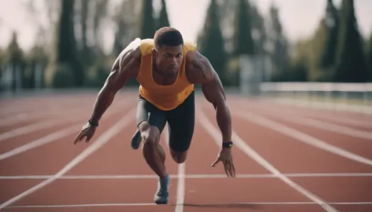 An athlete performing interval training on a track, Cinematic