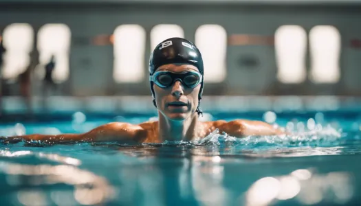 A triathlete practicing swimming techniques in a pool