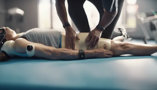 An athlete receiving physiotherapy treatment, Ultrarealistic