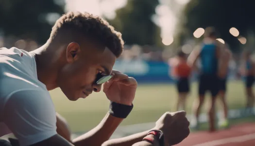 A focused athlete visualizing their race strategy before the event, Cinematic